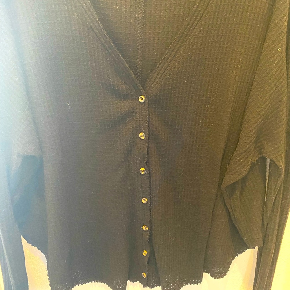 Black waffled Top